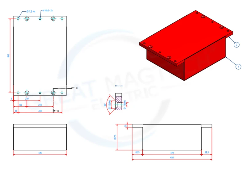 Technical Drawings of Plate Magnets Technical Drawings of Plate Magnets
